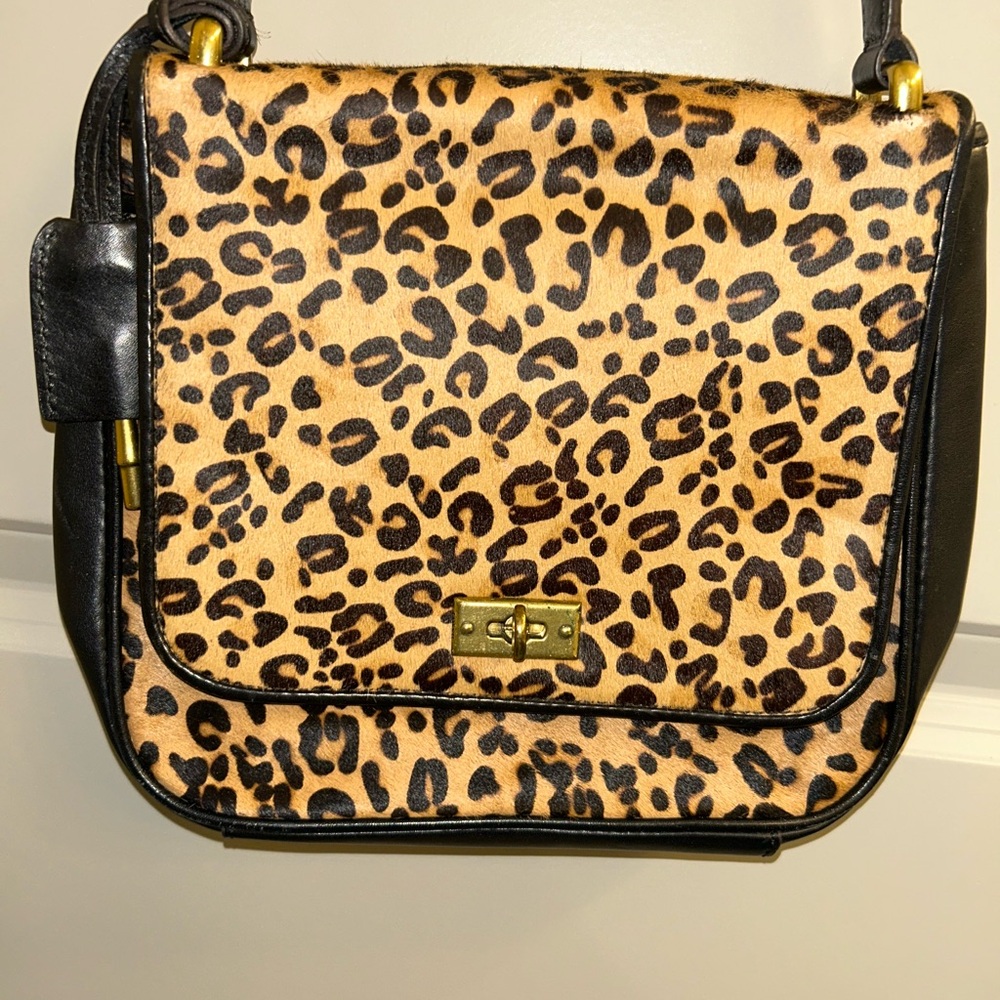 Fossil Brown and Black Crossbody Bag with Sleek Design